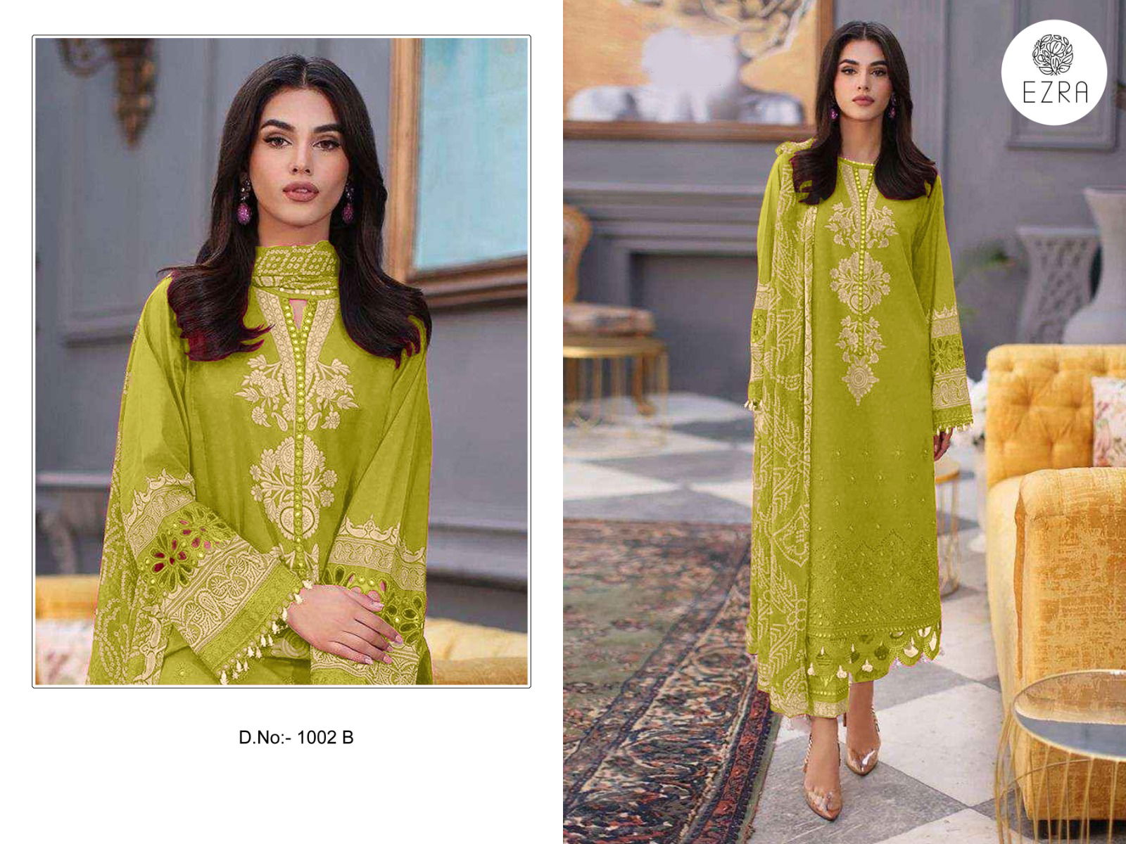 Ezra 1002 AB Cotton Embroidery Pakistani Suits Wholesale Price In Surat